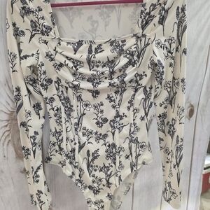 Floral Print Long Sleeve Bodysuit